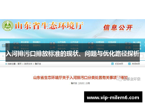 入河排污口排放标准的现状、问题与优化路径探析