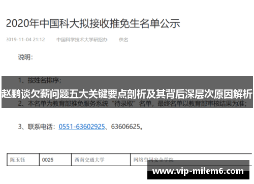 赵鹏谈欠薪问题五大关键要点剖析及其背后深层次原因解析 赵鹏谈欠薪问题五大关键要点剖析及其背后深层次原因解析